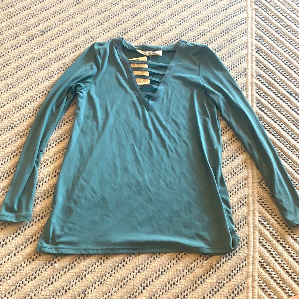 !!!!NWT!!!!Pink rose long sleeve light green shirt